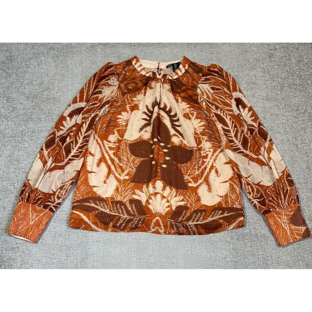 Rachel Zoe Top Womens Medium Blouse Career Boho Metallic